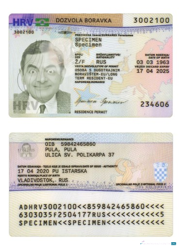 Download Croatia residence permit Photoshop template